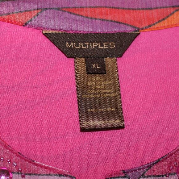 Multiples Abstract Design Pink & Purple Blouse - Picture 3 of 13